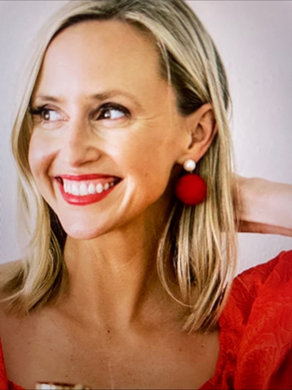 Meg Carter best selling Belle earring in red